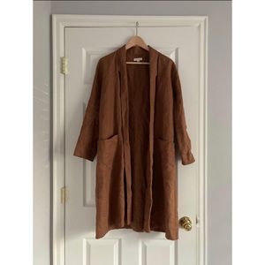 Revelle Collection Notch Duster Jacket Chestnut Linen XS